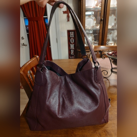 Coach Pebbled Leather Shoulder Bag in Burgundy - Picture 2 of 7